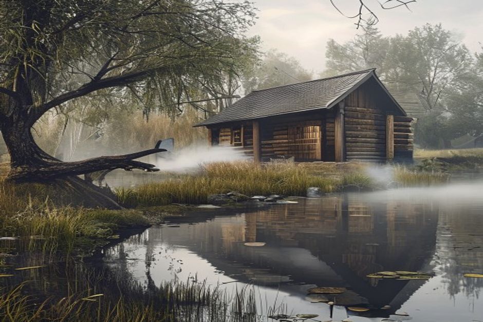 Smoke sauna proposed near the ponds at Old Manor Farm