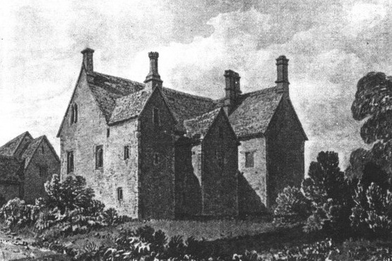 1823 engraving of Old Manor Farm, historical focus of Old Manor Farm